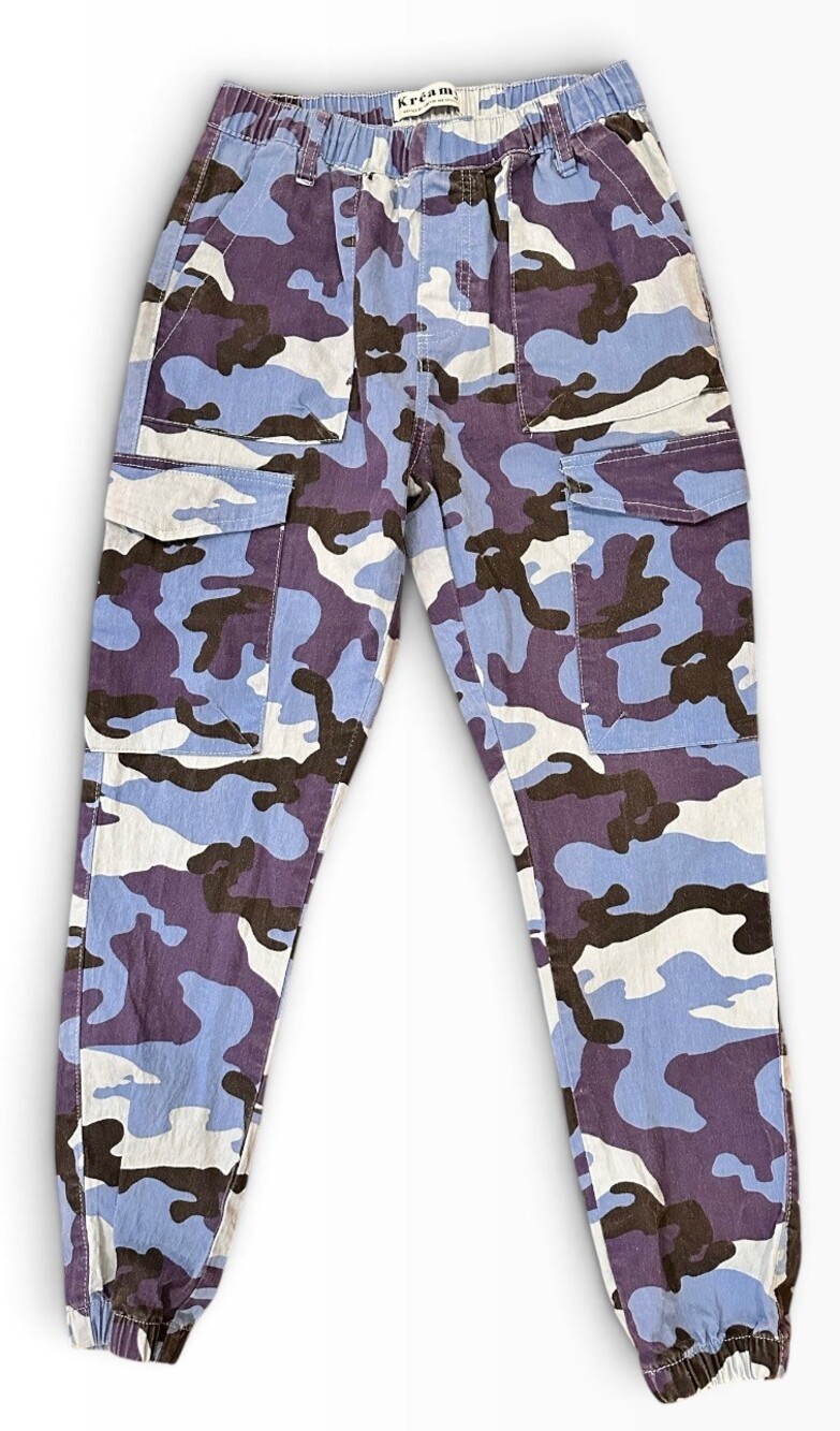 Kreamy Blue Camo Cargo Pants - Size Large (runs small!)